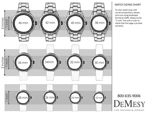 chanel watch size chart.